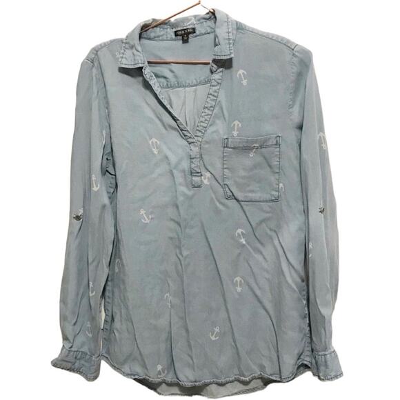 Hannah soft popover anchor nautical long sleeved top size small - Picture 1 of 6